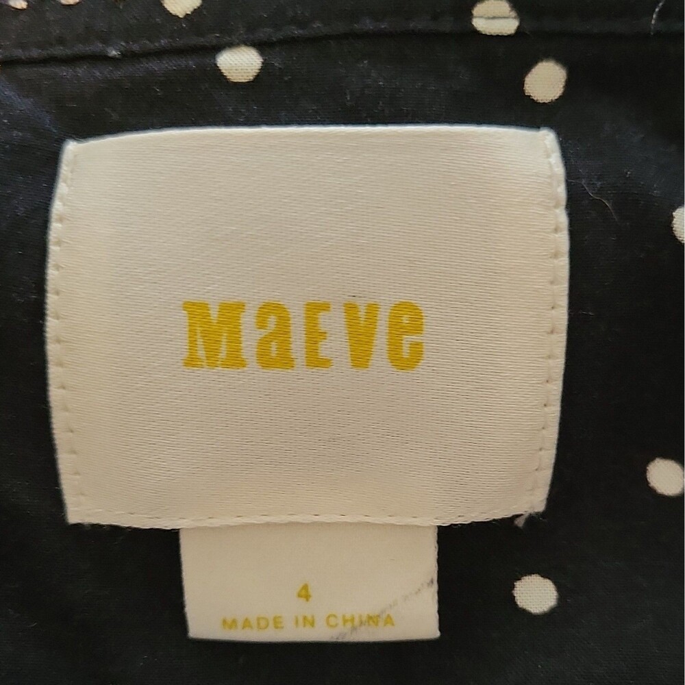 Maeve 4 Black Polka Dot Cheetah Button-Up Blouse Collared Long Sleeve Rayon - Picture 7 of 8